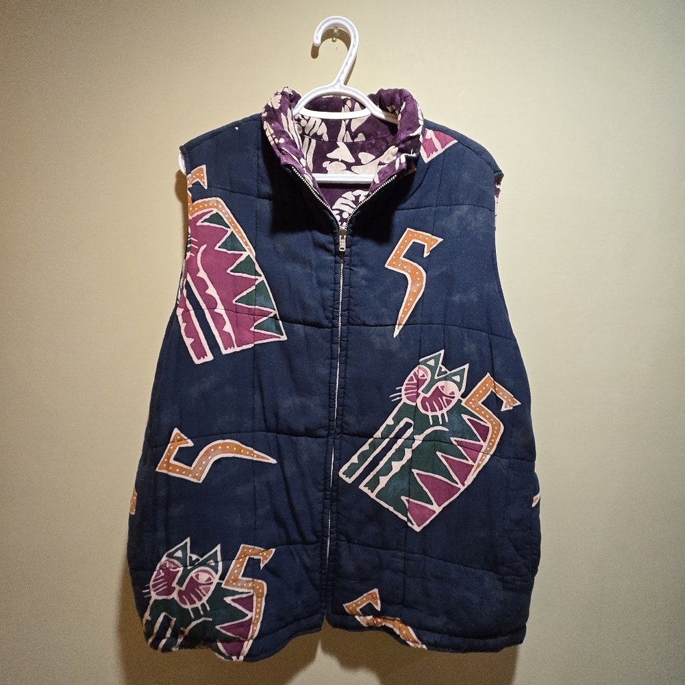 Vintage Reversible Patterned Quilted Vest